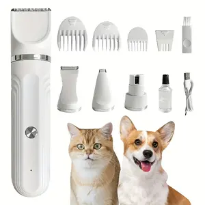 4-in-1 Rechargeable Pet Grooming Kit: Grooming Trimming Tool, Electric Hair Trimmer, Nail Clipper & Foot Shaver for Dogs and Cats - USB Powered