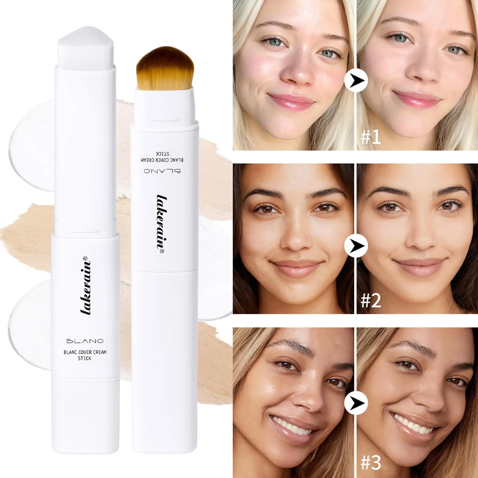 Lakerain Blanc Cover Cream Stick, Concealer Cream, Concealer Makeup, Dual-Ended Buildable Coverage, Creamy Blendable Formula, Smooth Application, Long-Lasting Look, Flawless Skin