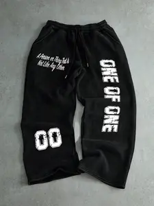 Trendy Street Style Drawstring Sweatpants with Letter Print, Casual Fashion, Comfortable Fit for Daily Wear, Versatile All-Occasion Clothing
