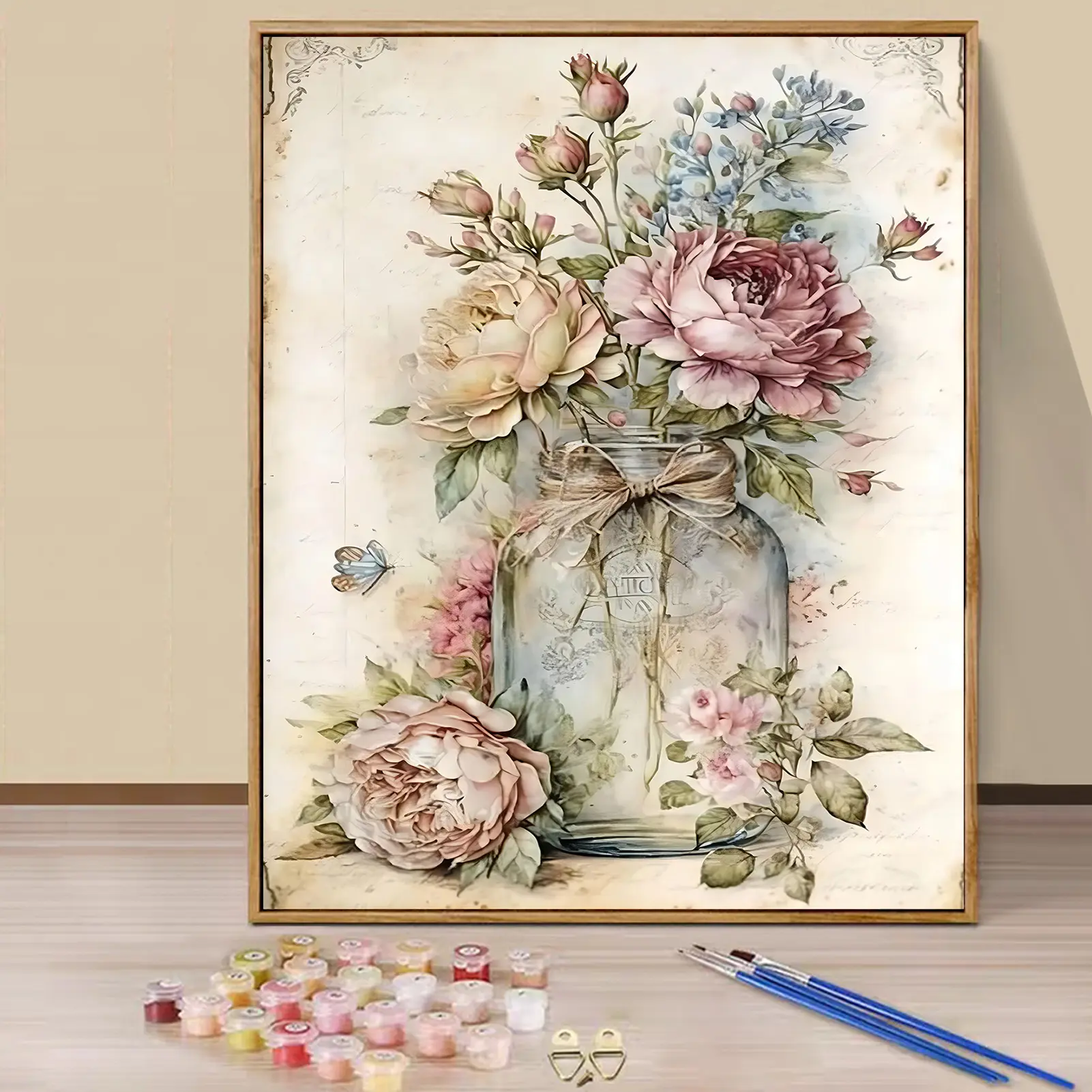 Paint by Numbers Kit for Adults Beginners - 16x20in/40x50cm Color Canvas, Easy DIY Flowers in a Vase Acrylic Painting Set, Diy Art, Diy Painting Supplies - Wall Decor for Home, Gift for Birthday, Mother's Day and Christmas, Without Frame