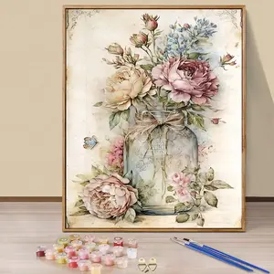 Paint by Numbers Kit for Adults Beginners - 16x20in/40x50cm Color Canvas, Easy DIY Flowers in a Vase Acrylic Painting Set - Wall Decor for Living Room and Bedroom, Creative Gift for Birthday, Mother's Day and Christmas, Without Frame