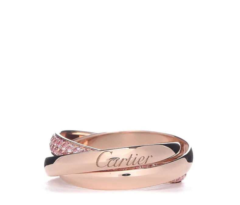 Pre-owned Cartier Trinity Pink Sapphire Rose Gold Ring Non Full Set