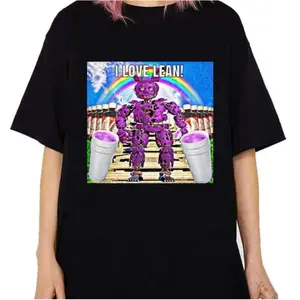 I Love Lean Five Night Freddy Purple Parody Tee Shirt Vintage 90s Graphic TShirt Men Women Crew Neck Retro Cotton Top