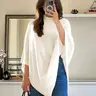 Women's Plain Loose Elegant Fashion Sweater Shawl, Fall & Winter Moderate Fabric Knit Wrap, Stylish Versatile Accessory for Ladies