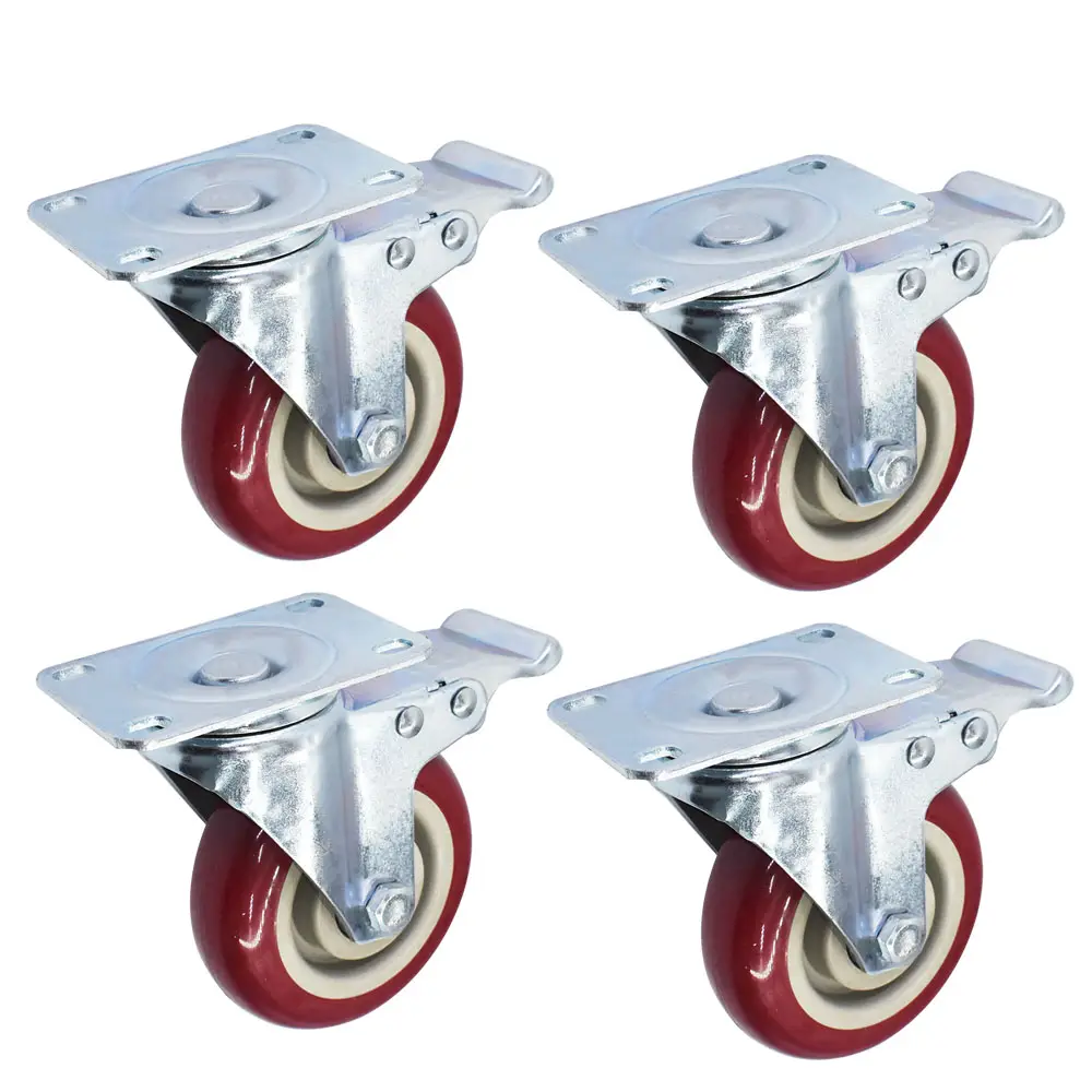 findmall 4Pcs 4 Inch Heavy Duty Swivel Casters Wheels with Safety Brake No Noise Locking Casters