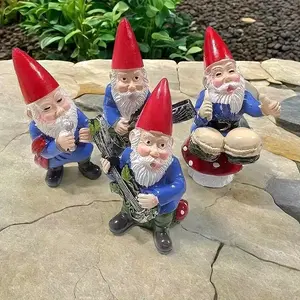 Resin Gnome Band Figurines Set, Cartoon Garden Dwarfs, Garden Gnome Statue, Indoor & Outdoor Decoration, Perfect for Christmas, Halloween, Easter Themes