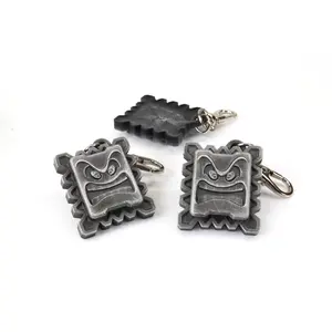 Wild Thwomp Enemy Keychain - Mario Wonder
