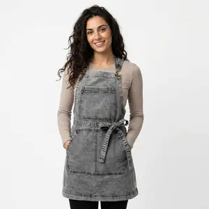 Over Shoulder Black Acid Washed Apron