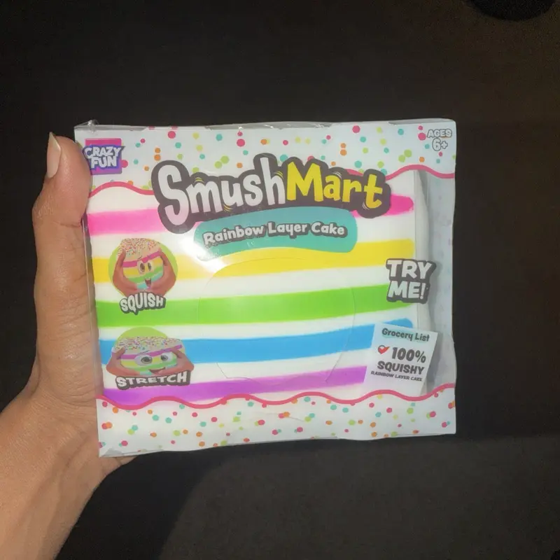 SmushMart Rainbow Layer Cake - 100% Squishy, Stretchy, and Fun for Ages 6+ - Try Me!