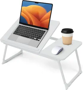 Adjustable Foldable Laptop Table, Portable Multifunctional Lap Desk with Cup Holder, Sturdy Durable & Space-Saving for Home, Office and Study