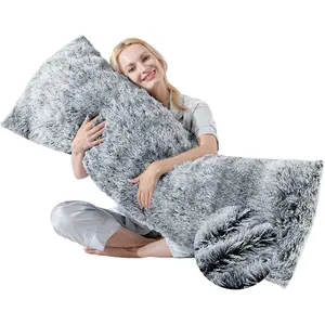 20x54 Full Body Pillow for Adults Long Big Pillow with Memory Foam Grey Pillowcase Cover for Bed Suitable for Pregnancy Side Sleepers Sleeping Cuddle Snuggles