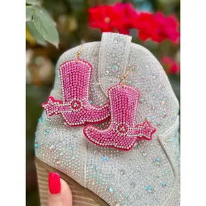 Pink Puffed Up Boot Earrings