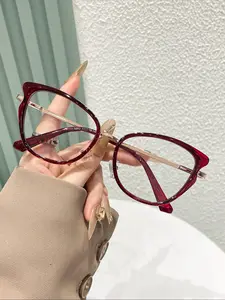 Vintage Cat Eye Frame Eyeglasses, Anti-blue Light Eyeglasses for Women & Men, Fashion Eyeglasses for Work, Daily Clothing Decor, for Student Daily Use, Stylish Eyeglass