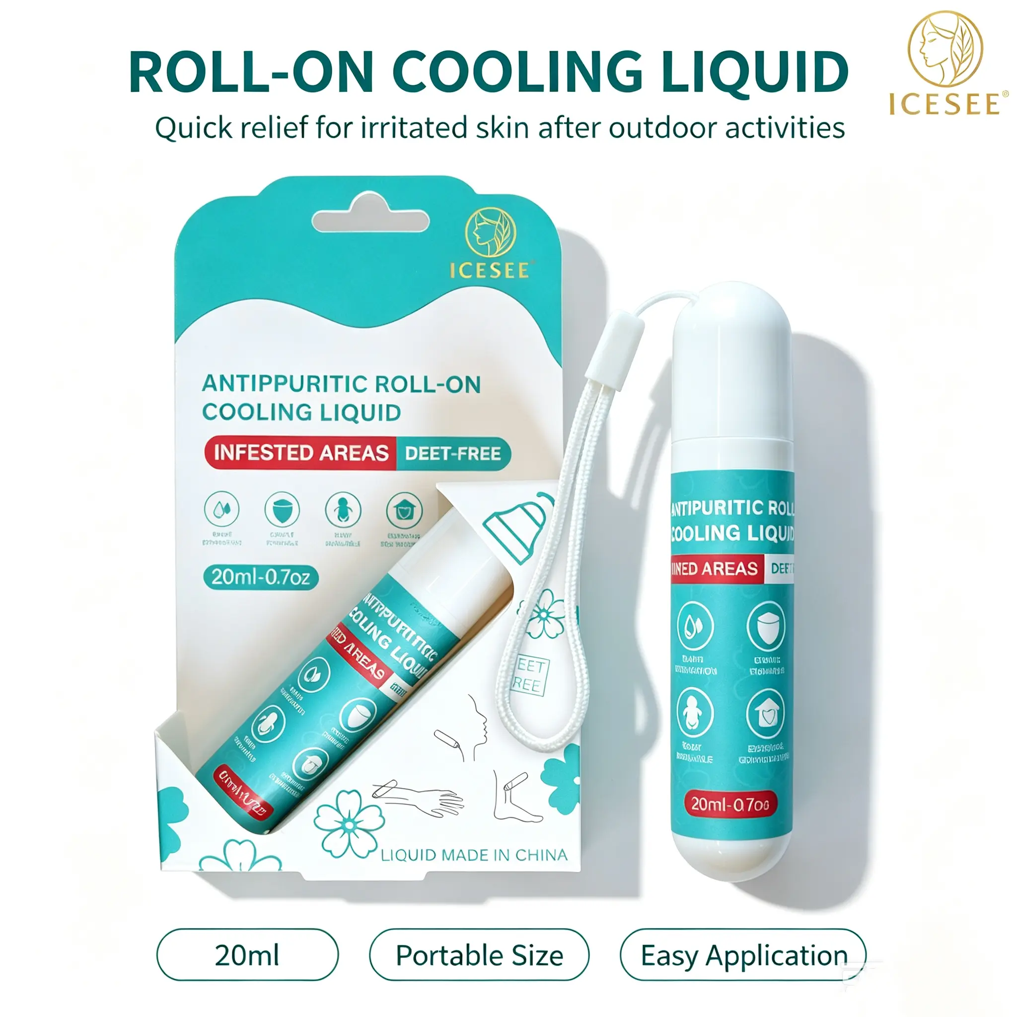 ICESEE Natural Citronella & Geranium Lemongrass Roller Stick, Portable Pen-Sized Bug Repellent Soothing Oil, Mini Travel Roller for Outdoor Daily Use – Father’s Day Gift