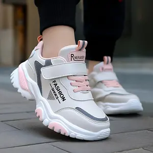 [ Sneakers] Warm Spring Autumn Sneakers for Girls |       Plush Lining, Magic Tape Closure, Casual Sports Shoes for Youngsters, Sizes 28-39