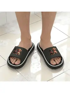 One pair of EVA comfortable and lightweight slippers, suitable for wearing at home or outside, unisex couple two-tone, simple bathroom slippers, men's slippers, stylish matching slippers, suitable for all seasons, men's outdoor slippers