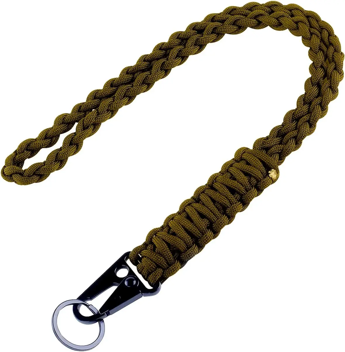 Heavy Duty Braided 550 Paracord  Lanyard  for Men Women Outdoor , Parachute Rope Necklace Keychains with HK Clip Key Ring for ID Card Badge Holder, Camera, Wallet and  (Army