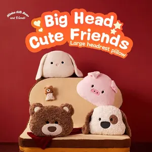 MINISO Cute Plush Pillow Set, Bear Pig Bunny Stuffed Plush Cushion, Soft Plush Toy for Bedroom, Cute Gift for Kids, Teens & Animal Lovers