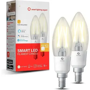 Zigbee Smart Light Bulbs, Smart Hub Required, Work with SmartThings and Echo with Built-in Hub, Voice Control with Alexa and Google Home, Soft White B11 Candelabra Light Bulbs 40W Eqv. 2 Pack