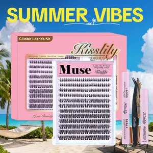 Muse | Kisslily Ghost Lashes Vibe but Better Long-Lasting, Waterproof & Super Soft & Invisible Band | Waterproof Long-Lasting Natural Daily Beginner-Friendly DIY Lashes for Flawless Voluminous Look Trendy Must-Have Clusters #Summervibes summervibes