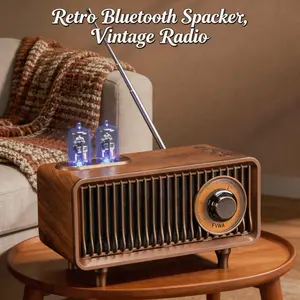 Retro Bluetooth Speaker, Vintage Radio Style, Heavy Bass, Bluetooth 5.1, Support TF Card, Portable Wireless Speaker, Perfect for Home Decor, Camping, Travel, Party & Office Use, Great Gift for Kids Teens Adults Music Lovers