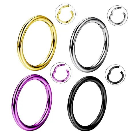OUFER 20G (0.8mm) Segmented Titanium Hinged Hoop Nose Ring for Female, Hypoallergenic Plain 5mm-12mm Non-Tarnish Cartilage Piercing Casual Daily Body Jewelry