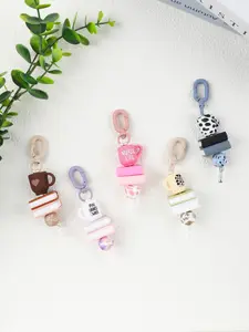 Elegant Leopard Print Coffee Cup & Book Beaded Keychain, Nurse Life & Small Business Owner Bag Charm, Aesthetic Accessory Gift