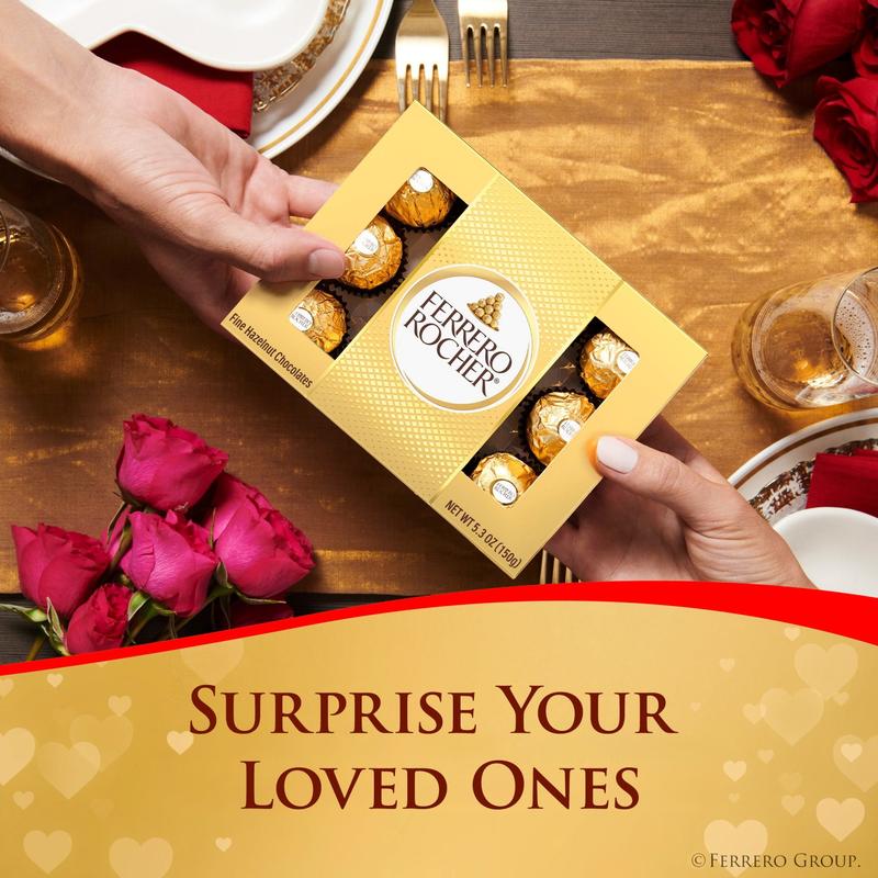 FERRERO ROCHER Fine Hazelnut Chocolates, Valentine’s Day Heart Gift Box, 16 Count, 200g Premium Chocolate candy gormet Creamy Dessert Snack Bonbon