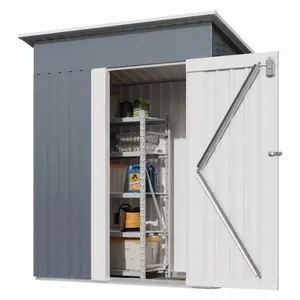 [FLASH SALE]   Garvee 5x3 FT Weather-Resistant Outdoor Metal Storage Outdoor Storage Unit – Lockable Doors, Vents & Spacious Backyard Organizer – Garden Tool, Lawn Equipment, Bike & Pool Supplies – Gray Color