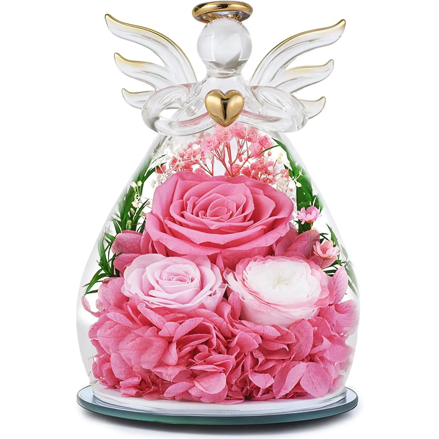 Love Angel Preserved Flower - Forever Flower  for Women, Mom, Grandma, Birthday, Christmas, Mother's Day, Valentine's, Get Well,  Decor, Real Roses,  Delivery ()