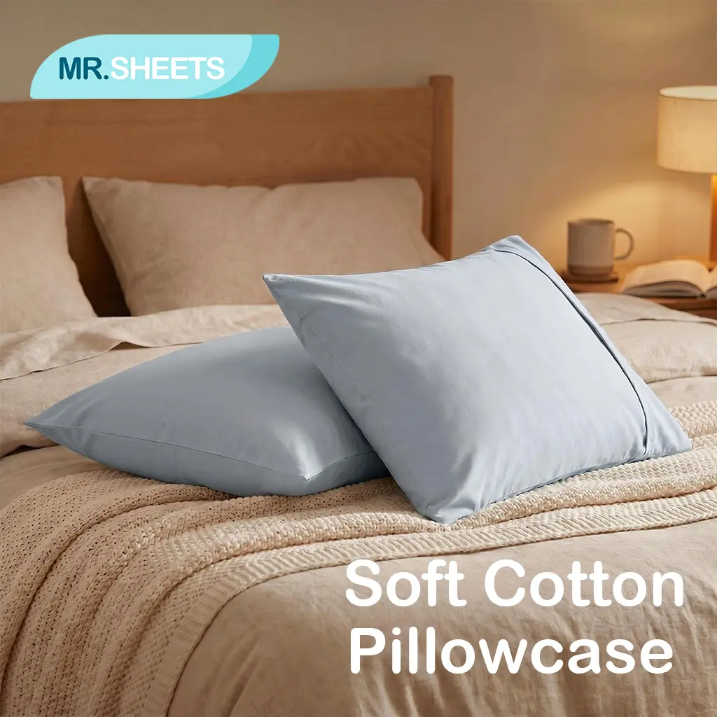 NTBAY 2-Pack Durable Solid Colors Pure Cotton Pillowcases, Cooling Breathable Cover Bedding Pillow Covers with Envelope Closure, Ultra-Soft, Skin-Friendly Bed Linens