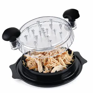 10-Inch Large Chicken Shredder Tool Twist with Visible Lid, Meat Shredder Machine for Chicken Breast, Pork & Beef, Ergonomic Handle, Strong Anti-Slip Base, BPA-Free Dishwasher Safe Kitchen Gadget with Cleaning Brush