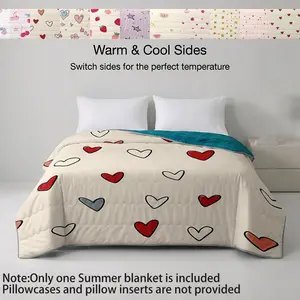 One piece of double-sided dual-purpose summer cool quilt, cartoon childlike star printing design, cold silk on one side and soft milk velvet on the other, light and breathable without stuffy sweat