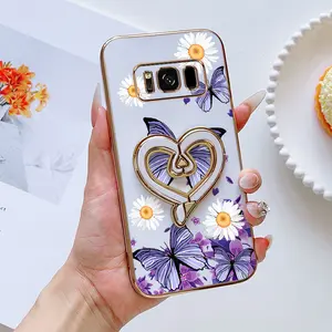 1 Piece Purple wings with bracket Pattern Protection Suitable For Samsung S8Phone Cases s8 Comfortable feel Case Featuring Lightweight For Entertainment