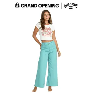 BILLABONG Women's Free Fall High-Waist Twill Pants, Fixed waist Wide Leg Pants, California Weekend Laid-Back Style