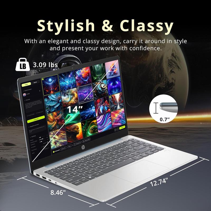 HP 14" HD Laptop for Business, AMD Athlon 7120 Processor, 4GB DDR4 RAM, 128GB SSD, AMD Radeon Graphics, 720p HD Camera, Copilot, Wi-Fi 6, Windows 11 Pro, Moonlight Blue