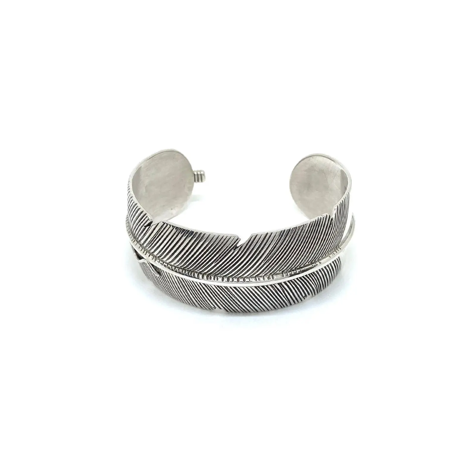 Navajo Feather Sterling Silver Wide Cuff
