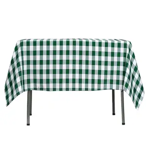 Polyester 54"x54" Square Tablecloth White/Green - Checkered Buffalo Plaid Design for Casual Table Settings