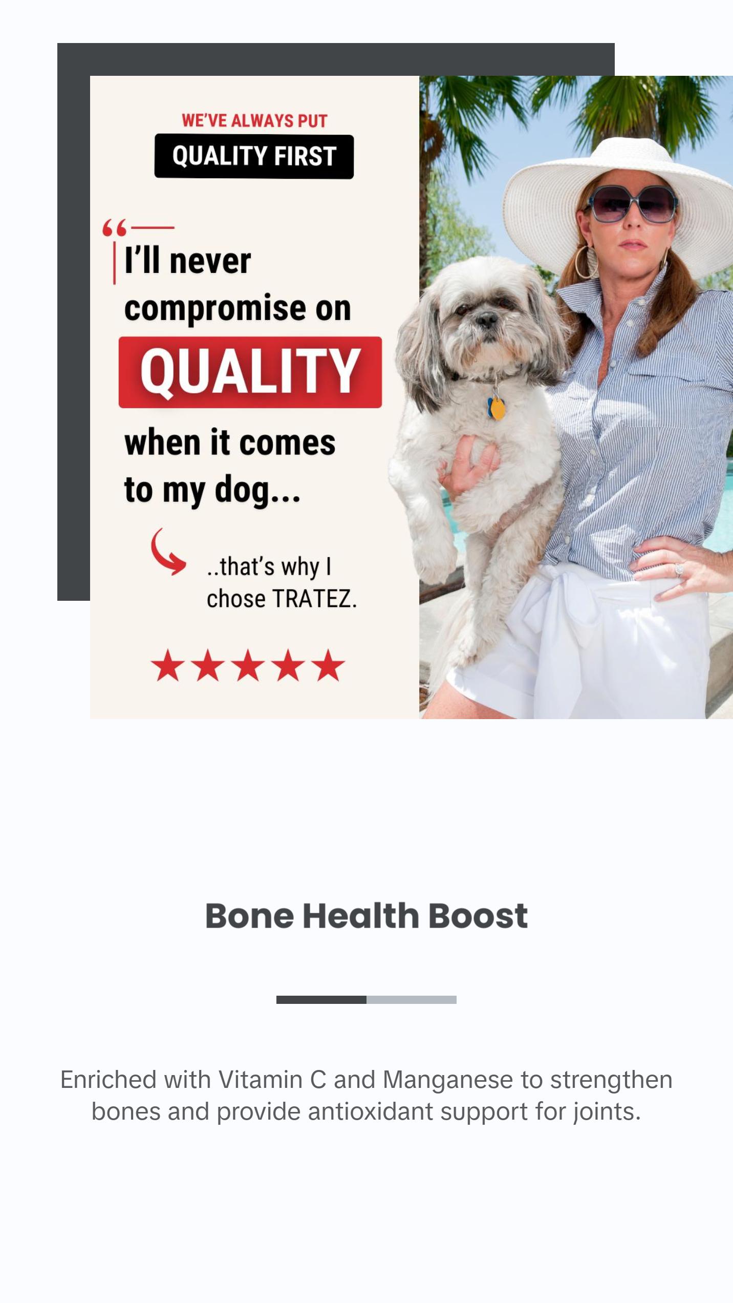 TRATEZ Hip & Joint Supplement for Dogs - 60 Duck-Flavored Soft Chews with Glucosamine, Chondroitin, MSM, Green-Lipped Mussel