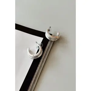 Tana Brushed Silver Hoop Earrings