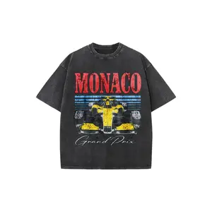180g[100%cotton]Vintage Washed Black Oversized T-Shirt with Retro Race Car Graphic |   90s Motorsport Streetwear Crewneck, Unisex, Perfect for Outdoor & Daily Casual Wear