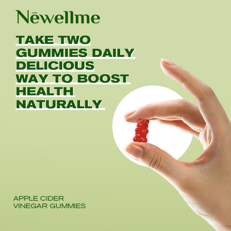 Newellme Updated Apple cider Vinegar Gummy Formula - supports digestion and detoxification with B12 vitamin supplements