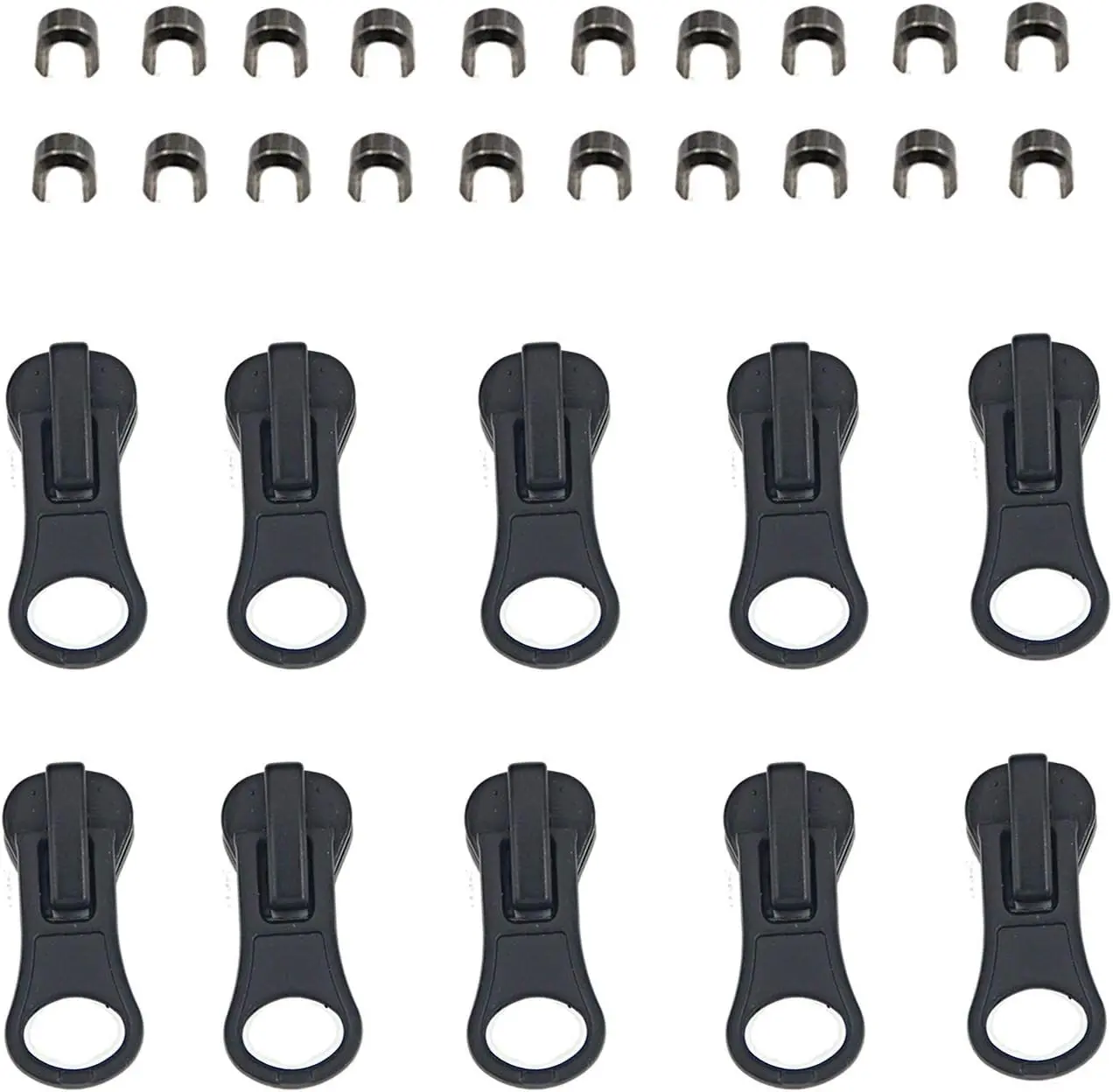 10 count Black Zipper Sliders Plastic Zipper Repair Replacement for Stationery Bag Plastic Jacket