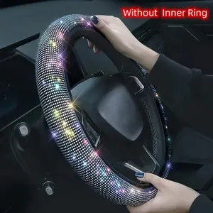 15-Inch Car Shiny Faux Rhinestone Steering Wheel Cover Car Accessories Car Steering Wheel Insert Accessories