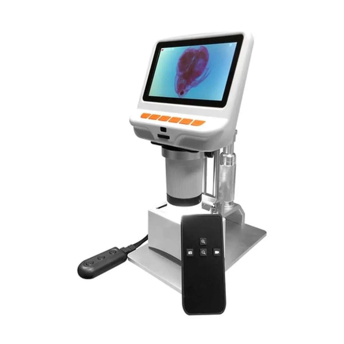 HamiltonBuhl SCT-PRO 4in ScoutPro Microscope with Built-In Monitor, Tungsten-Fluorescent Lighting, Remote Control, Cloudy-Sunlight Adaptability, Chromebook-Compatible, Science Education Use, 12.4"h x 9.9"w x 2.2"l, 13-Language Support