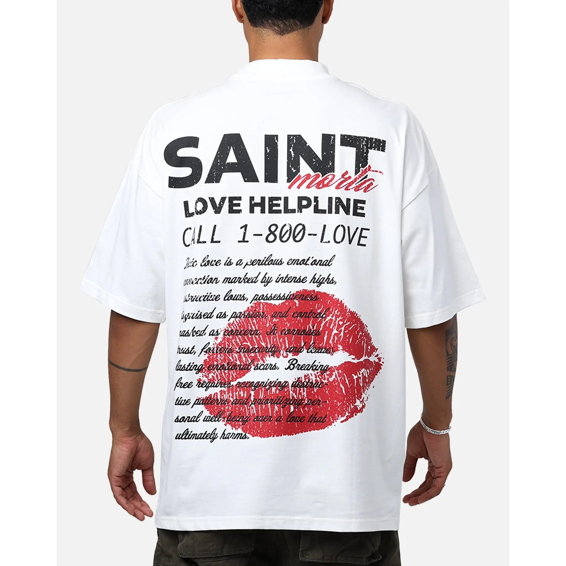 Saint Morta Love Helpline Mock T-Shirt Off-White