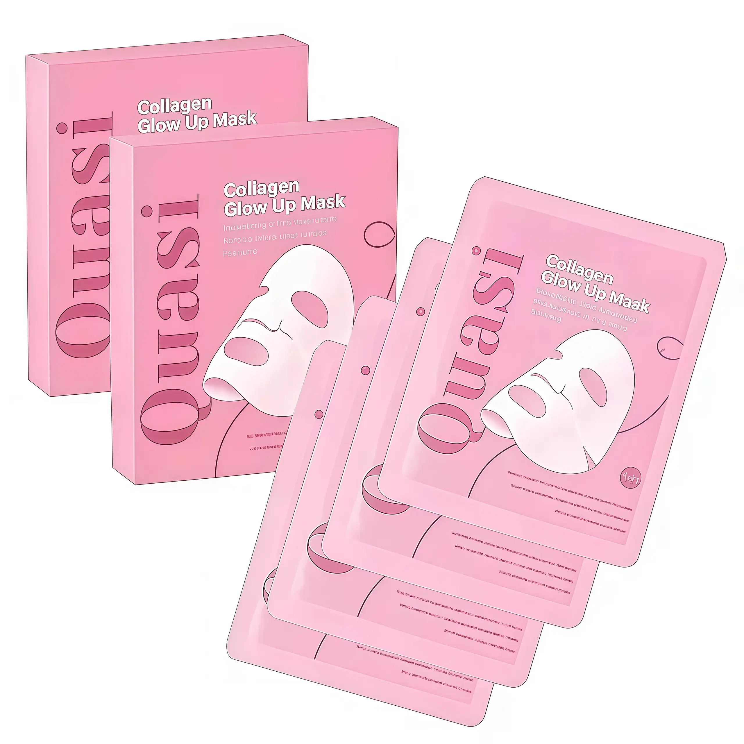 Quasi Collagen Glow Up Mask 2.0, Quasi BioCollagen Face Mask, Firm Skin Deep HydratingMasks for Wrinkle Reduction and PoreMinimization - Glow like Glass Skin