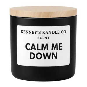 Kenney's Kandle Co. Calm Me Down Candle - Relaxing Scent for Restful Nights - Black Jar with Wooden Lid