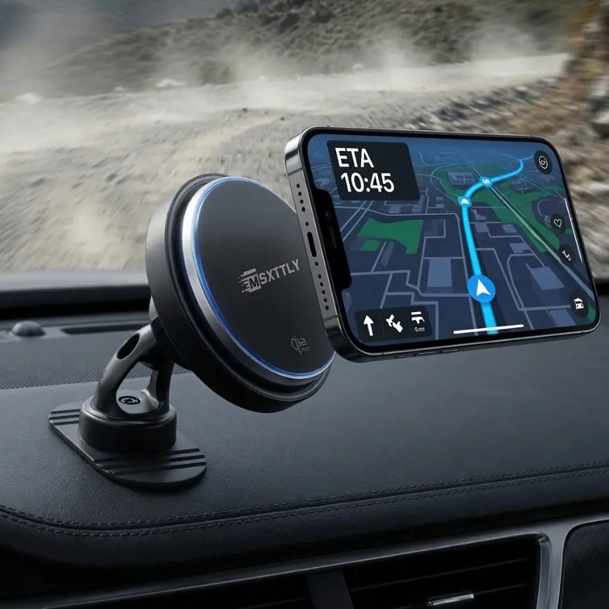 MSXTTLY MagSafe Car Phone Holder Charger - 25W Fast Wireless Charging Magnetic Mount with Cooling Fan, LED Indicator and Heat Dissipation System, Wireless Charging Stand Compatible with iPhone 17/16/15/14/13/12 Series, Galaxy S25