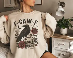 F-CAW-F Sweatshirt, Hoodie, Halloween Crow Sweatshirt, FCAWF Raven Sweatshirt, Offensive Sweate,r Funny Bird Shirt, Black Crow Raven Lover Gift